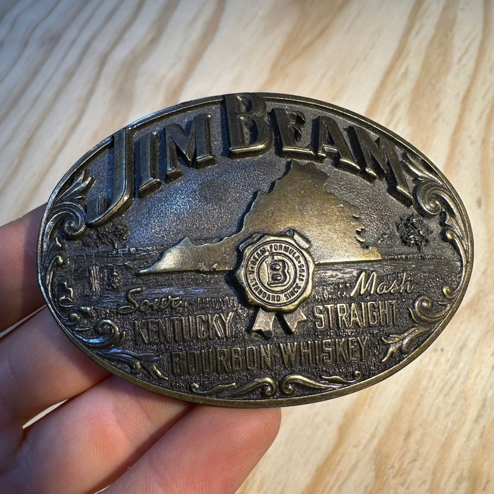 Vintage 1993 Jim Beam Kentucky Bourbon Whiskey Belt Buckle Limited Edition USA